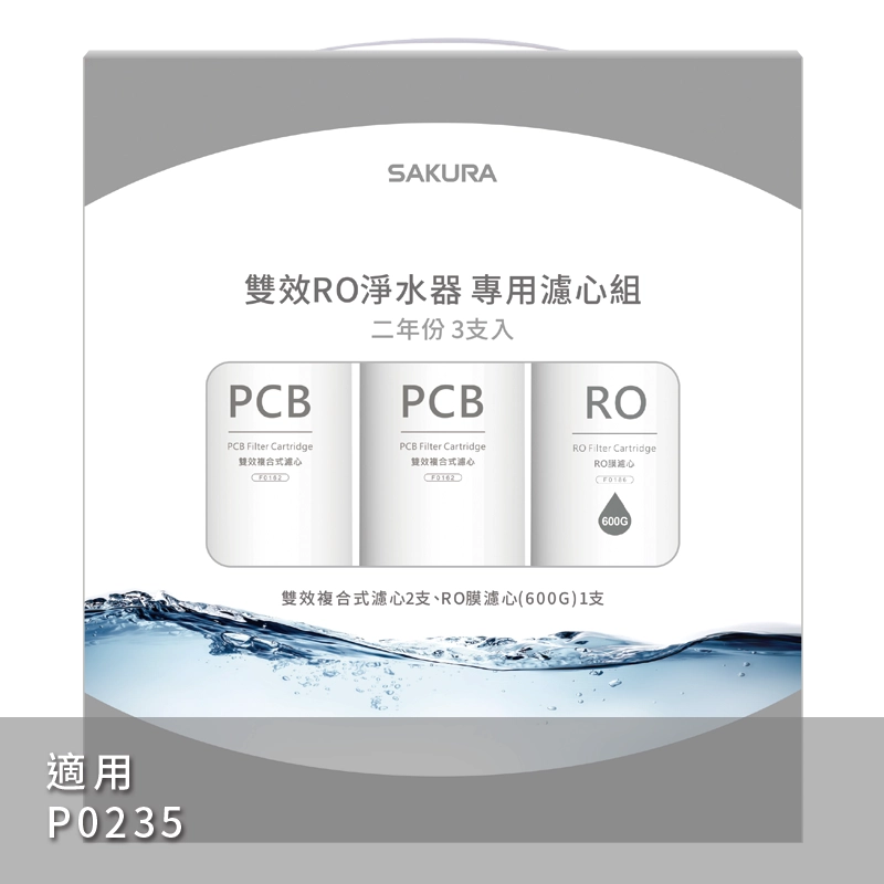 【SAKURA 櫻花】RO P0235雙效複合式RO淨水器專用濾心F02194兩年份 【櫻花授權經銷】