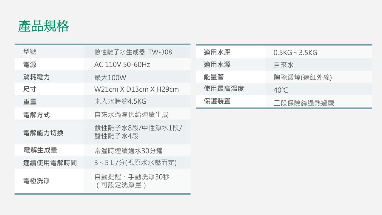 【TOYO】桌上型鹼性離子水生成器 TW-308