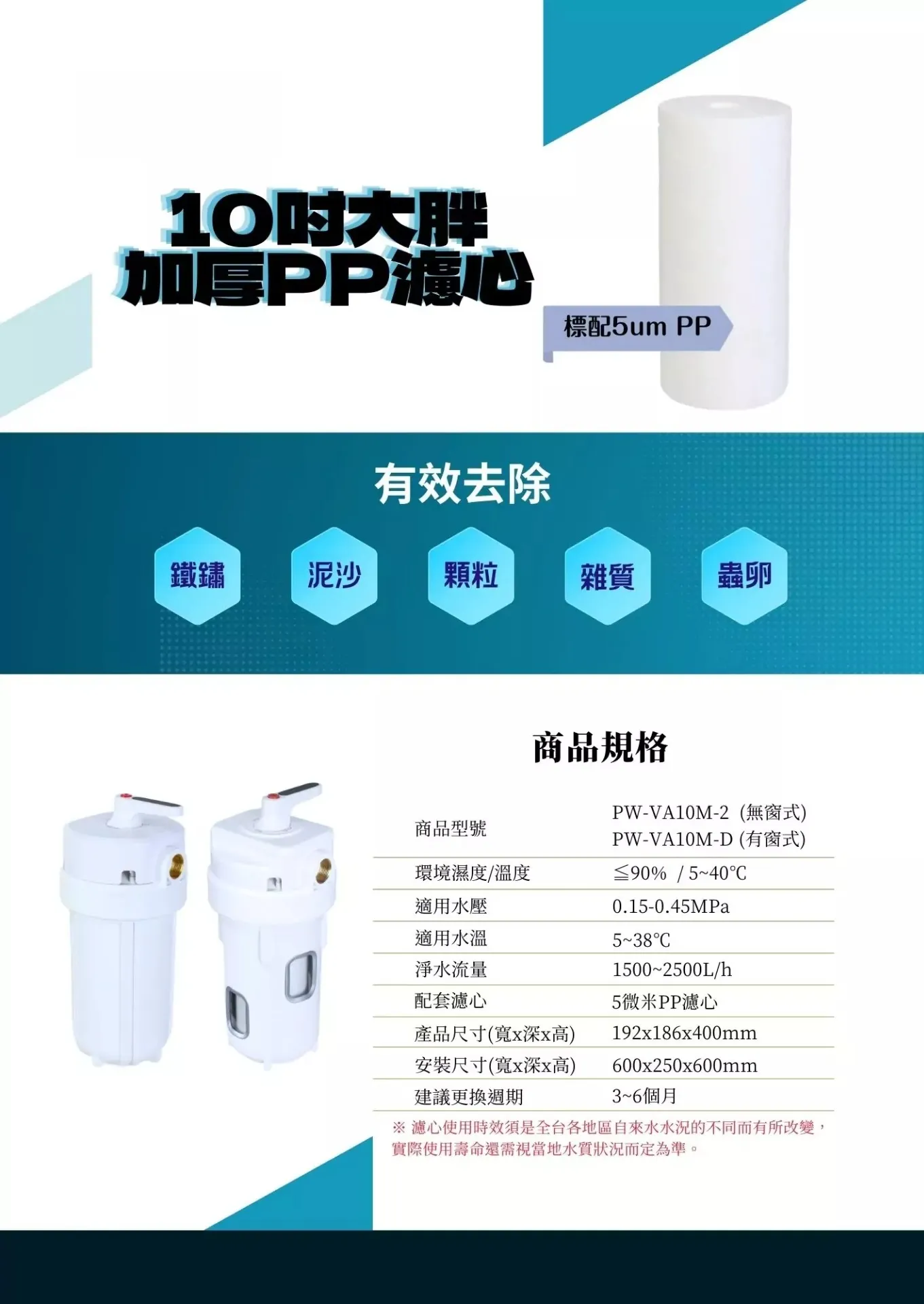 10吋大胖反沖洗中央淨水罐(可開式透明視窗)