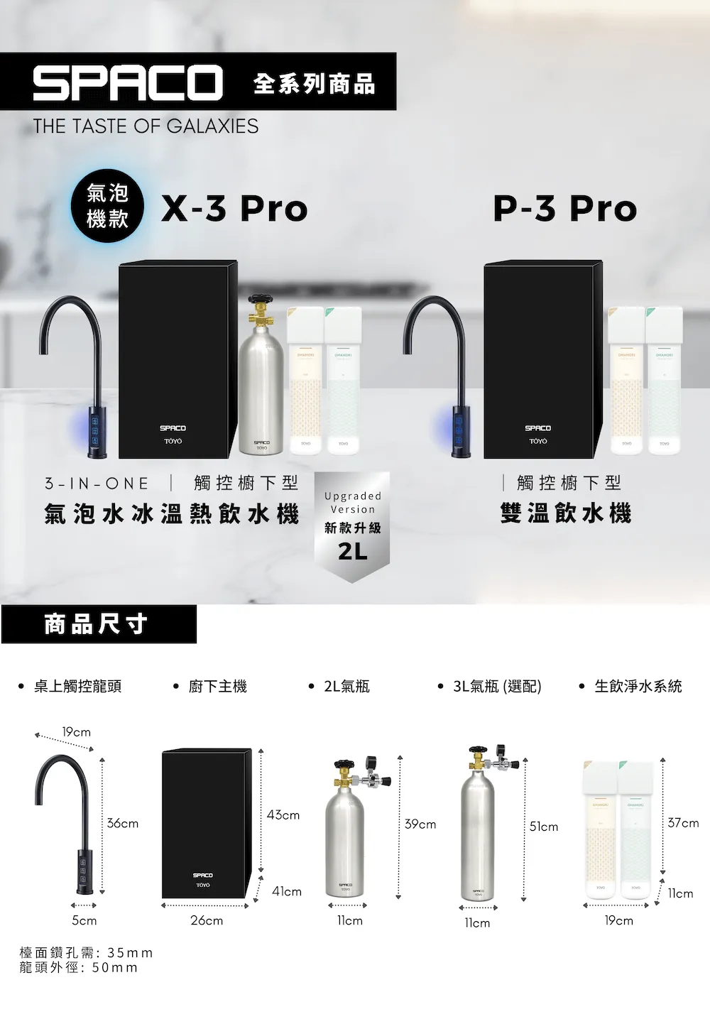 【TOYO】SPACO 觸控櫥下型-氣泡水冰溫熱飲水機 X-3 Pro