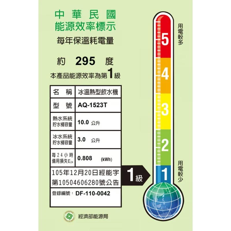 Aquatek沛宸 AQ-1523T 熱交換型-三溫觸控式飲水機 -RO冰冷熱三溫落地型