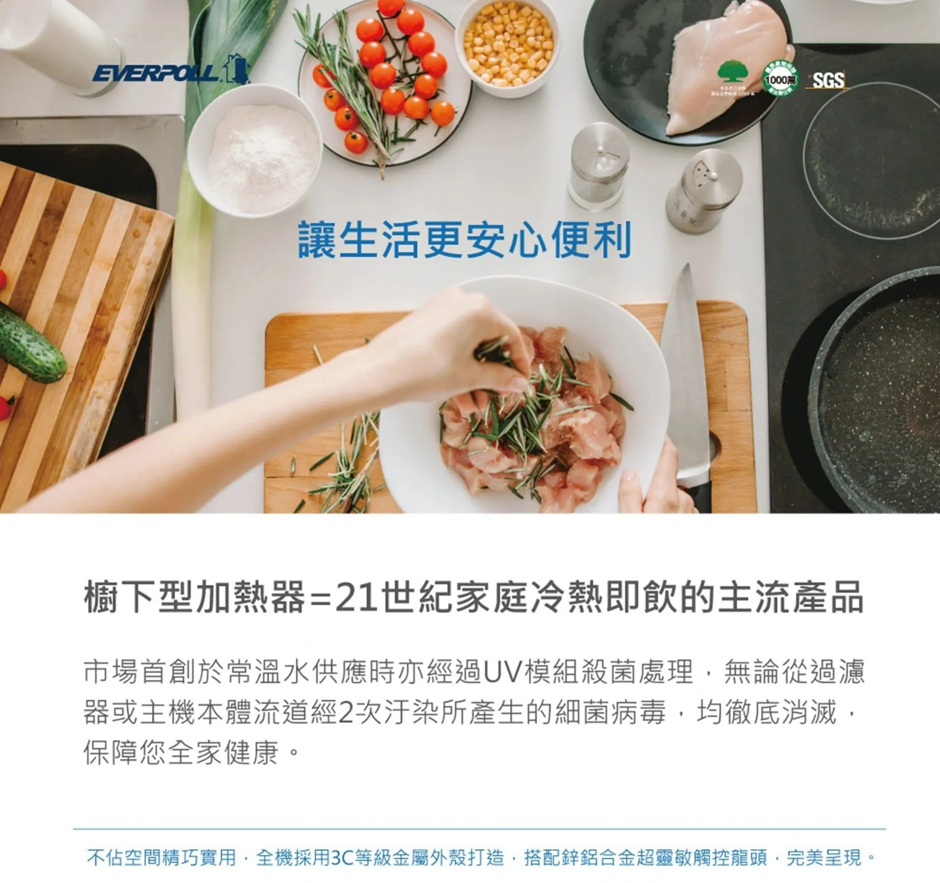 【Everpoll 愛科】廚下型雙溫UV觸控飲水機 EVB-298-E