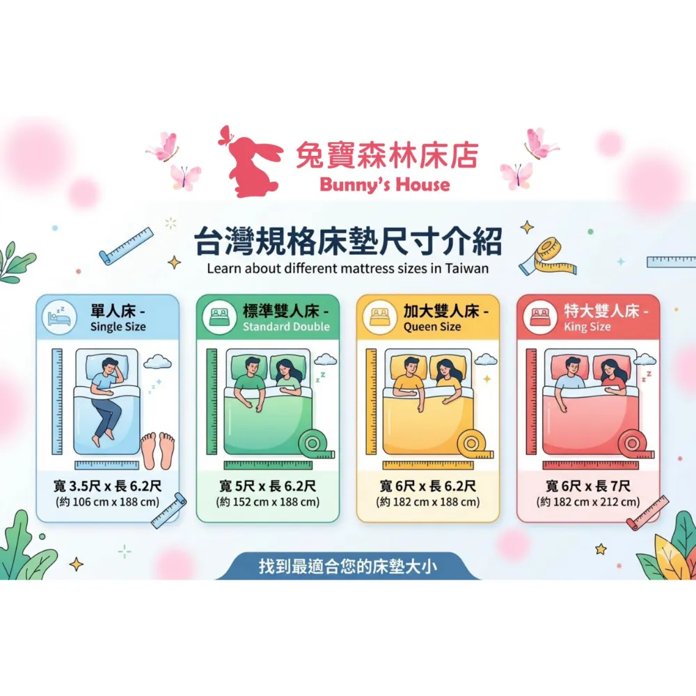 《台灣規格床墊尺寸介紹》