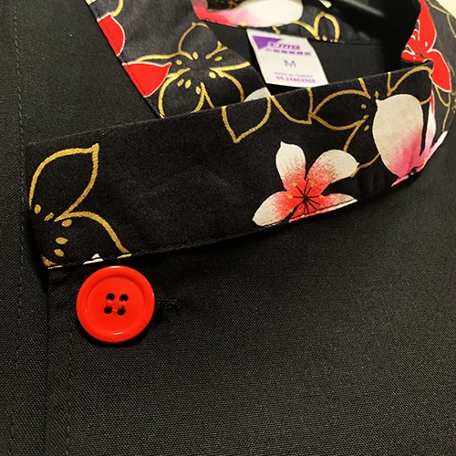 客家花布拼接廚師服-C419