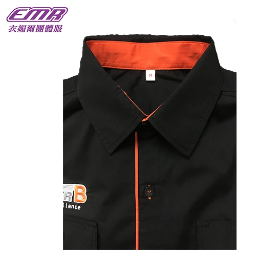 門襟配色短袖工作服-W323