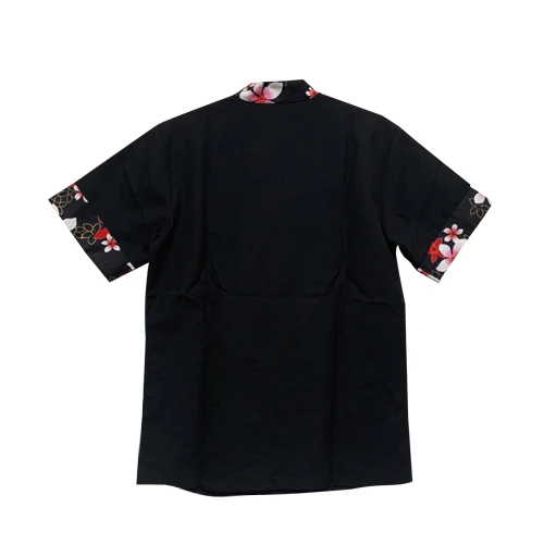 客家花布拼接廚師服-C419