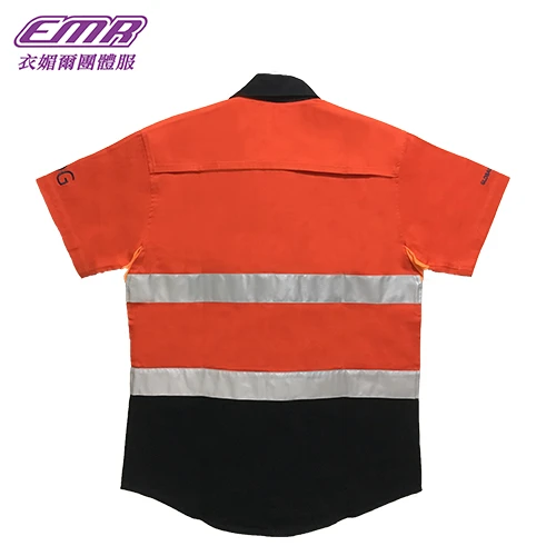 反光拼接短袖工作服-W303