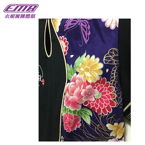 花布拼接旗袍上衣-W344