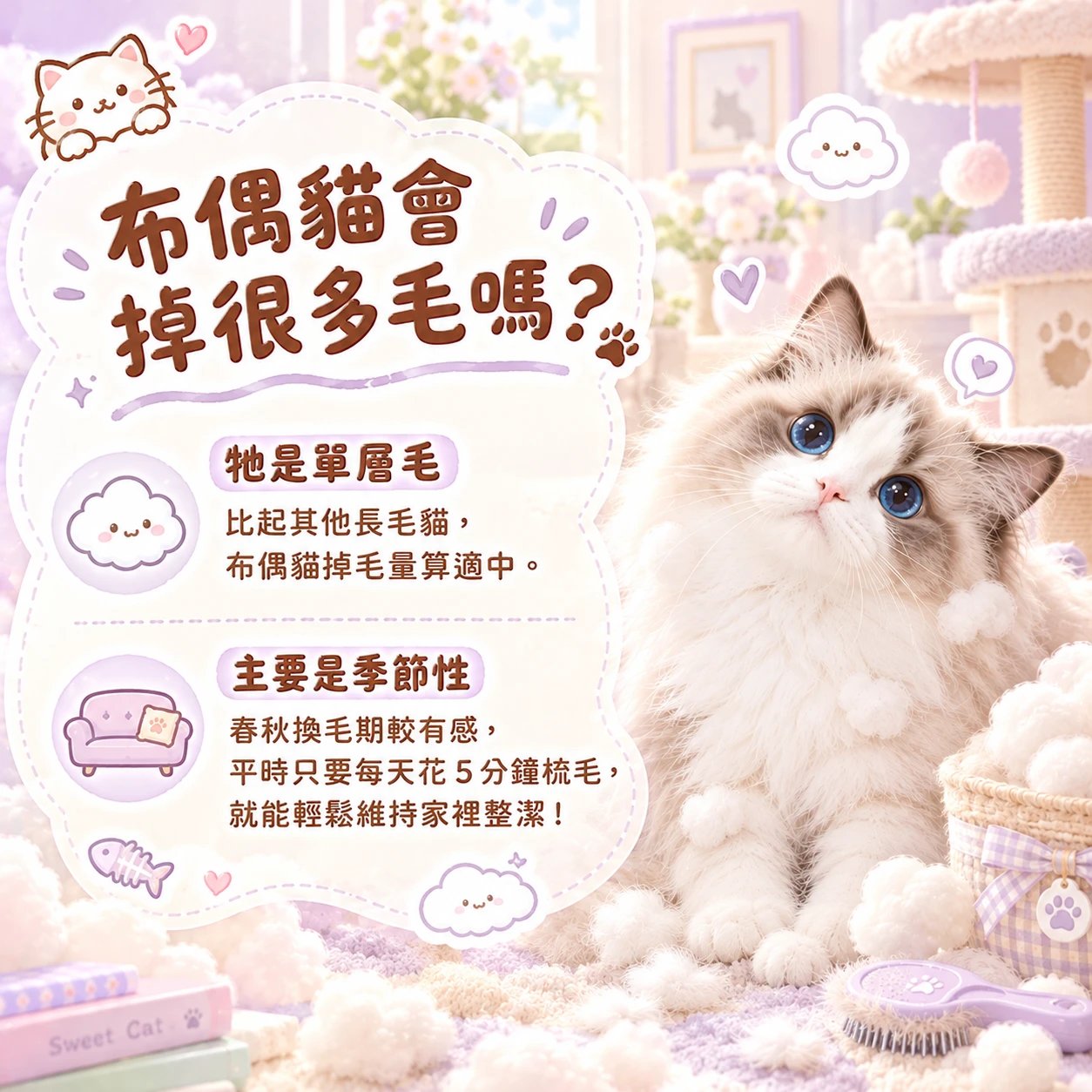 布偶貓會掉很多毛嗎？