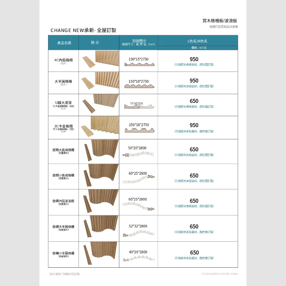 實木格柵板/波浪板｜3C卡金格柵