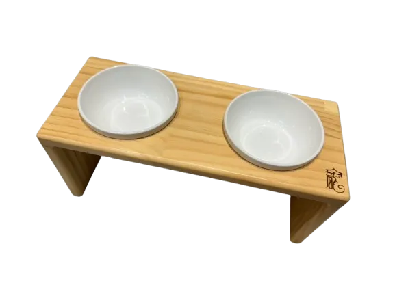 手工製作『兩』孔貓碗架　　　　　　　（歡迎來電客製）