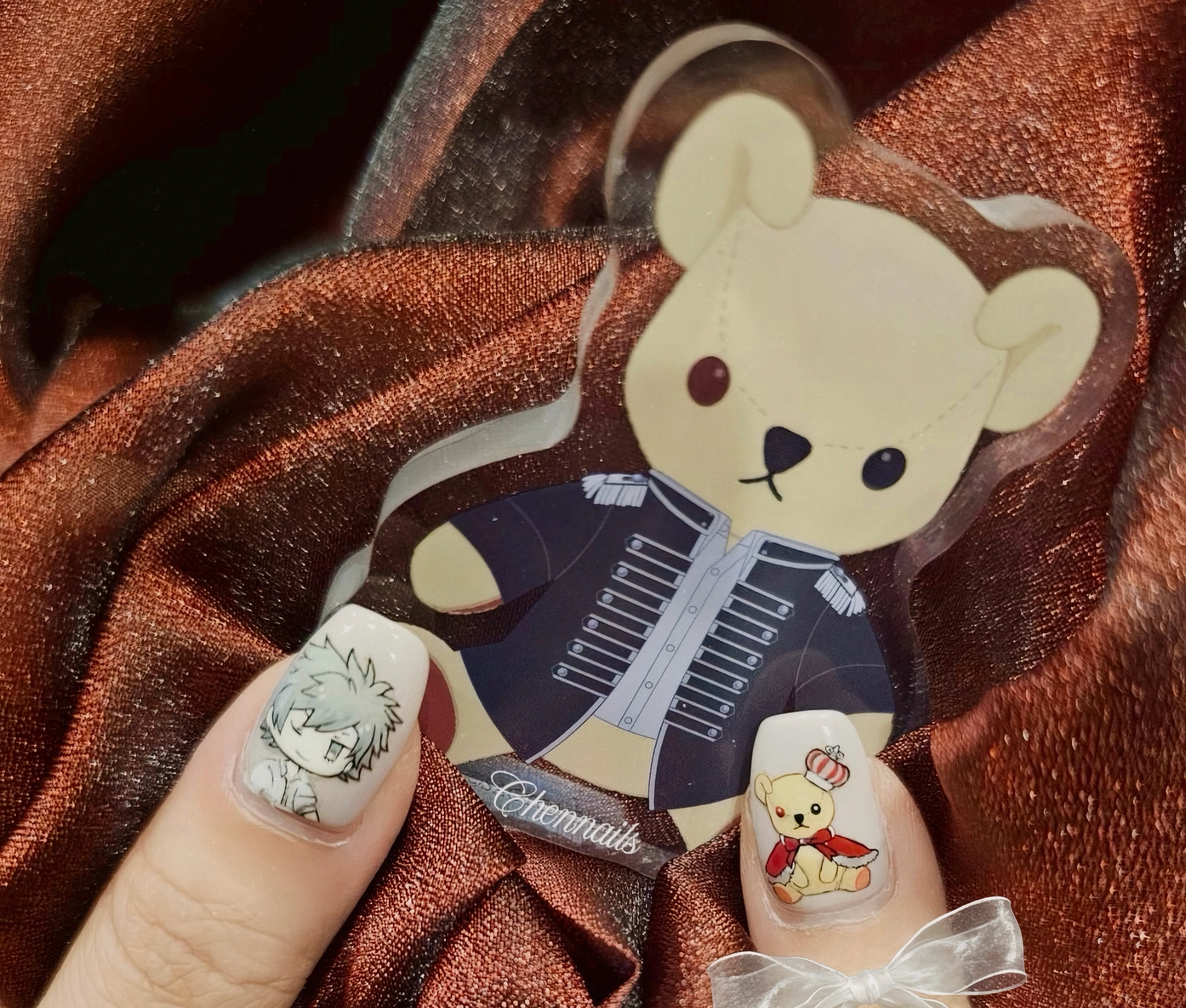 手繪訂製Q版人物+皇冠熊熊【中山區美甲推薦】【台北凝膠美甲】