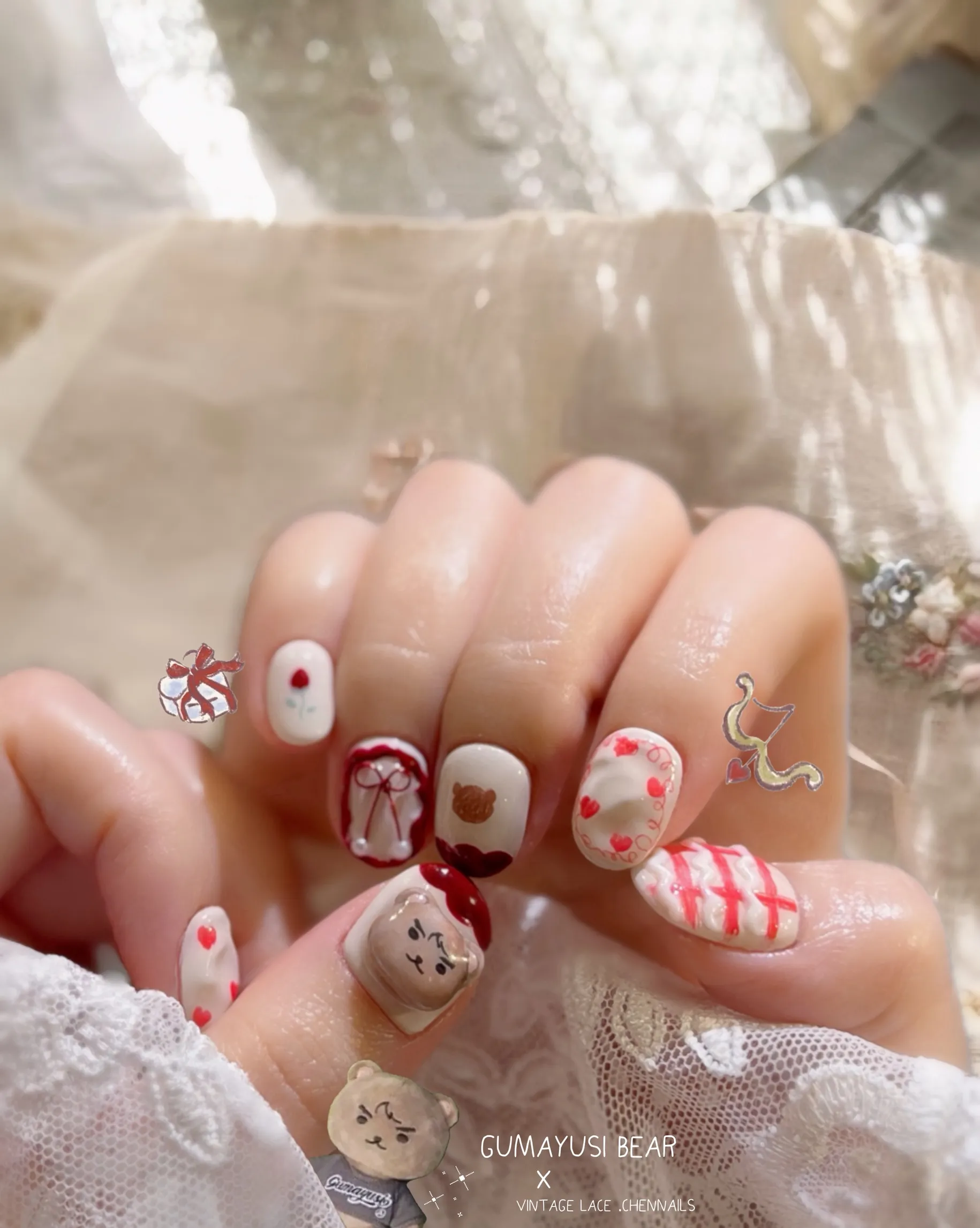 GUMAYUSI BEAR蕾絲手札應援甲【台北凝膠美甲】【台北美甲】