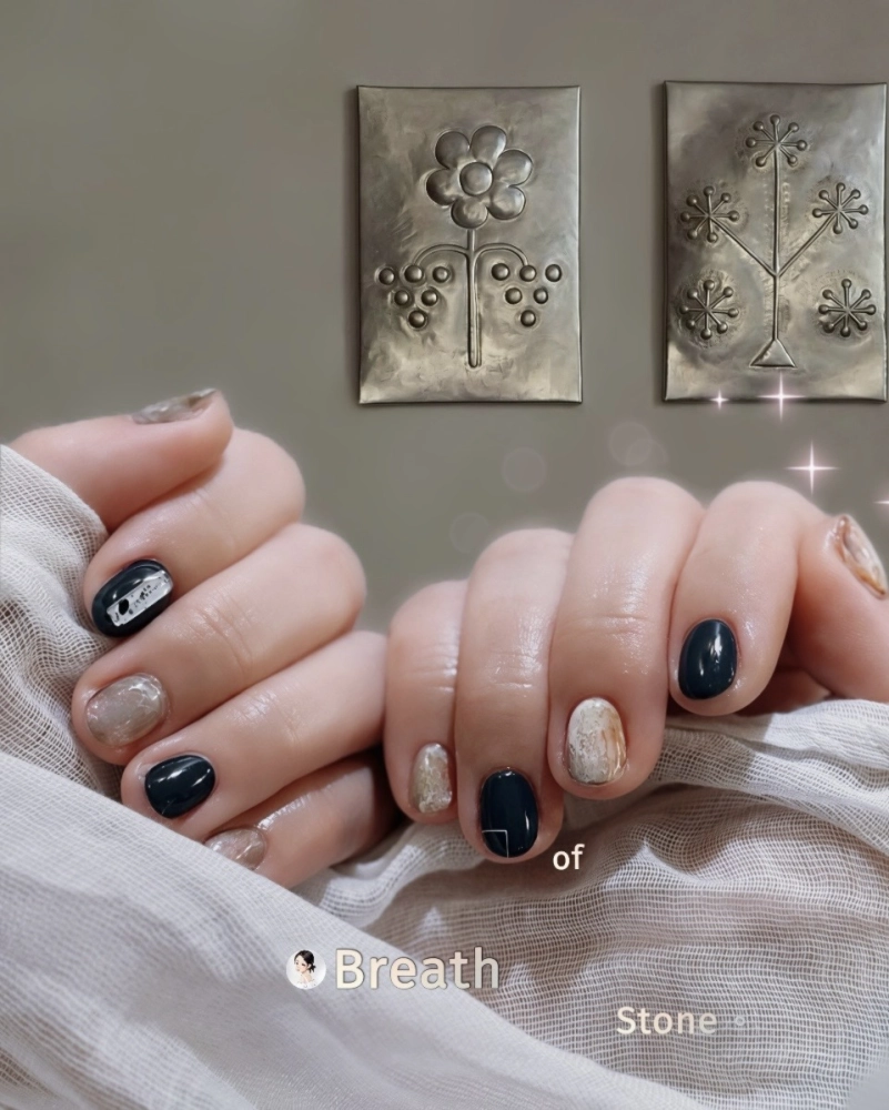 靜夜琥珀｜石紋暈染設計｜中山區美甲推薦｜台北做指甲