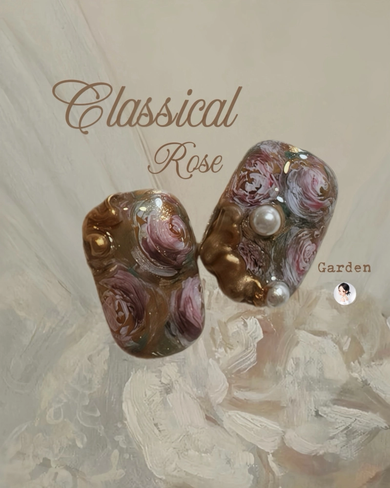 法式古典玫瑰花園｜台北凝膠美甲｜台北美甲