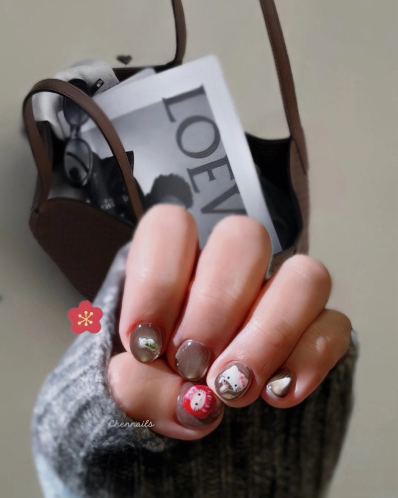 新春紅金．三麗鷗主題美甲【中山區美甲推薦】【台北做指甲】