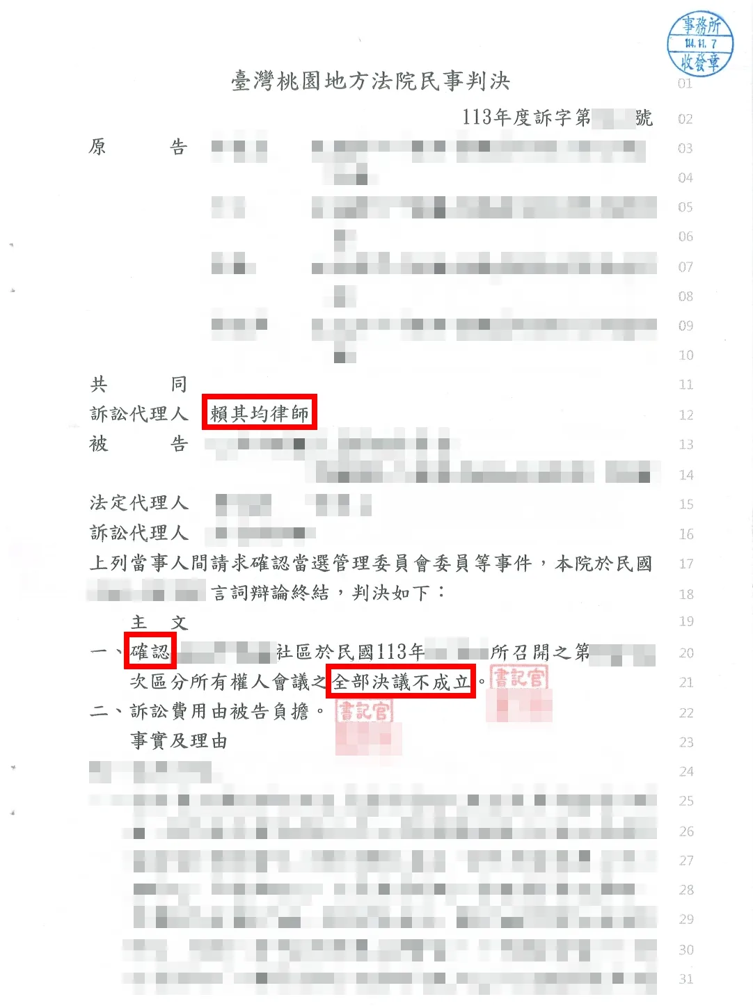 確認區權會決議無效勝訴