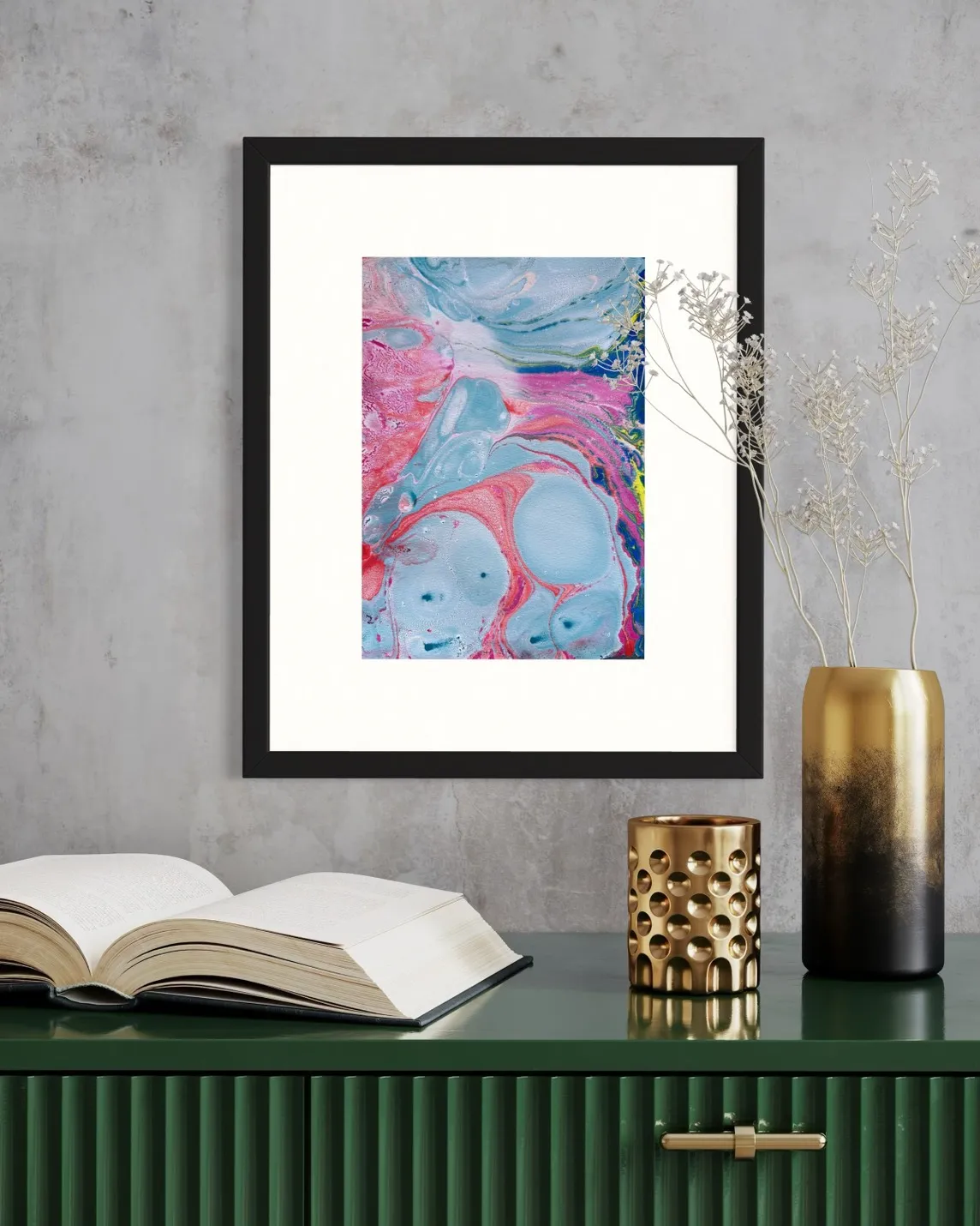 抽象藝術畫《呼吸》｜50×35cm 浮水畫 裝飾畫