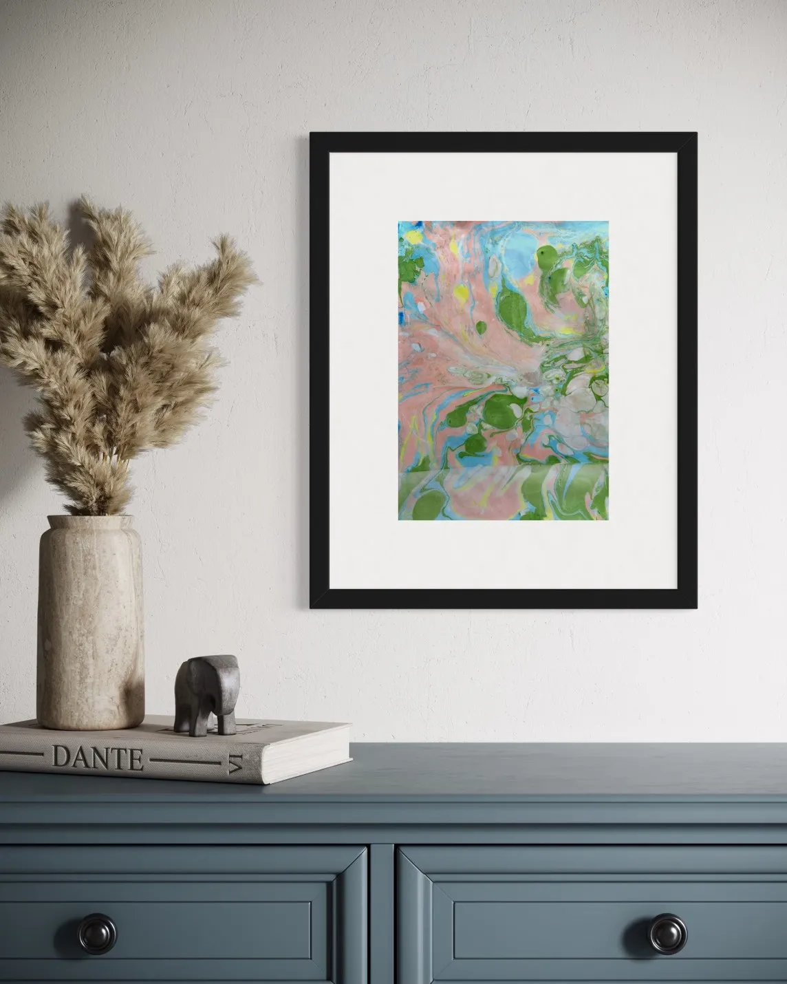 現代抽象藝術畫《流動的界線感》｜夢幻色彩 × 空間焦點畫作