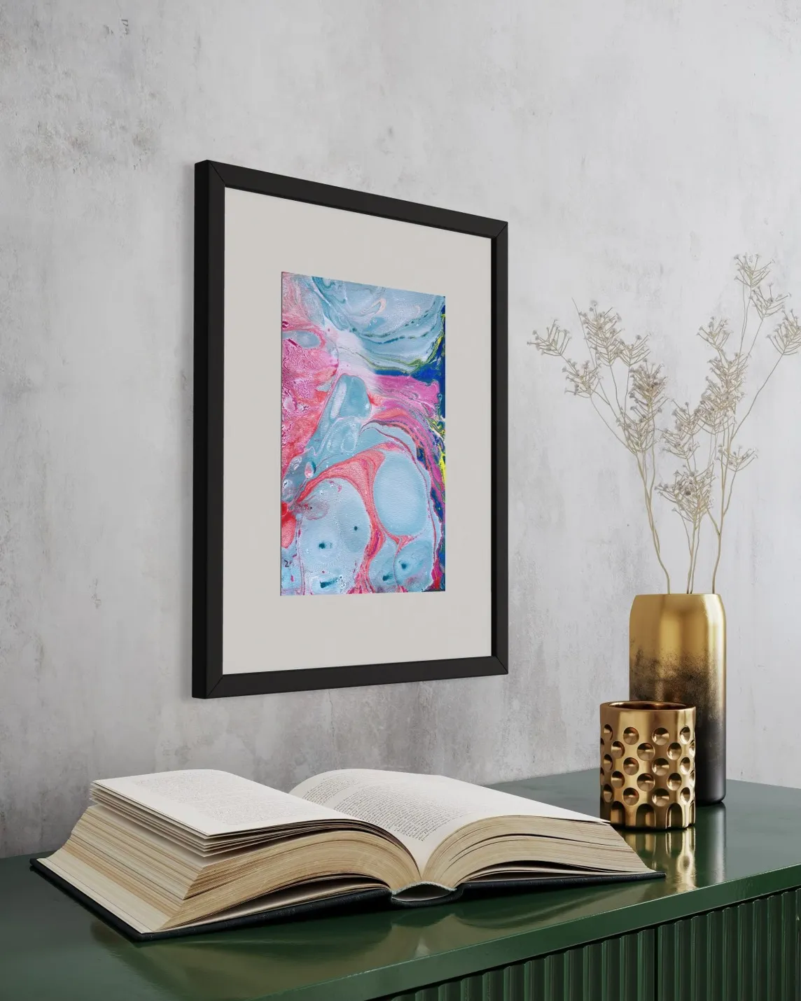 抽象藝術畫《呼吸》｜50×35cm 浮水畫 裝飾畫