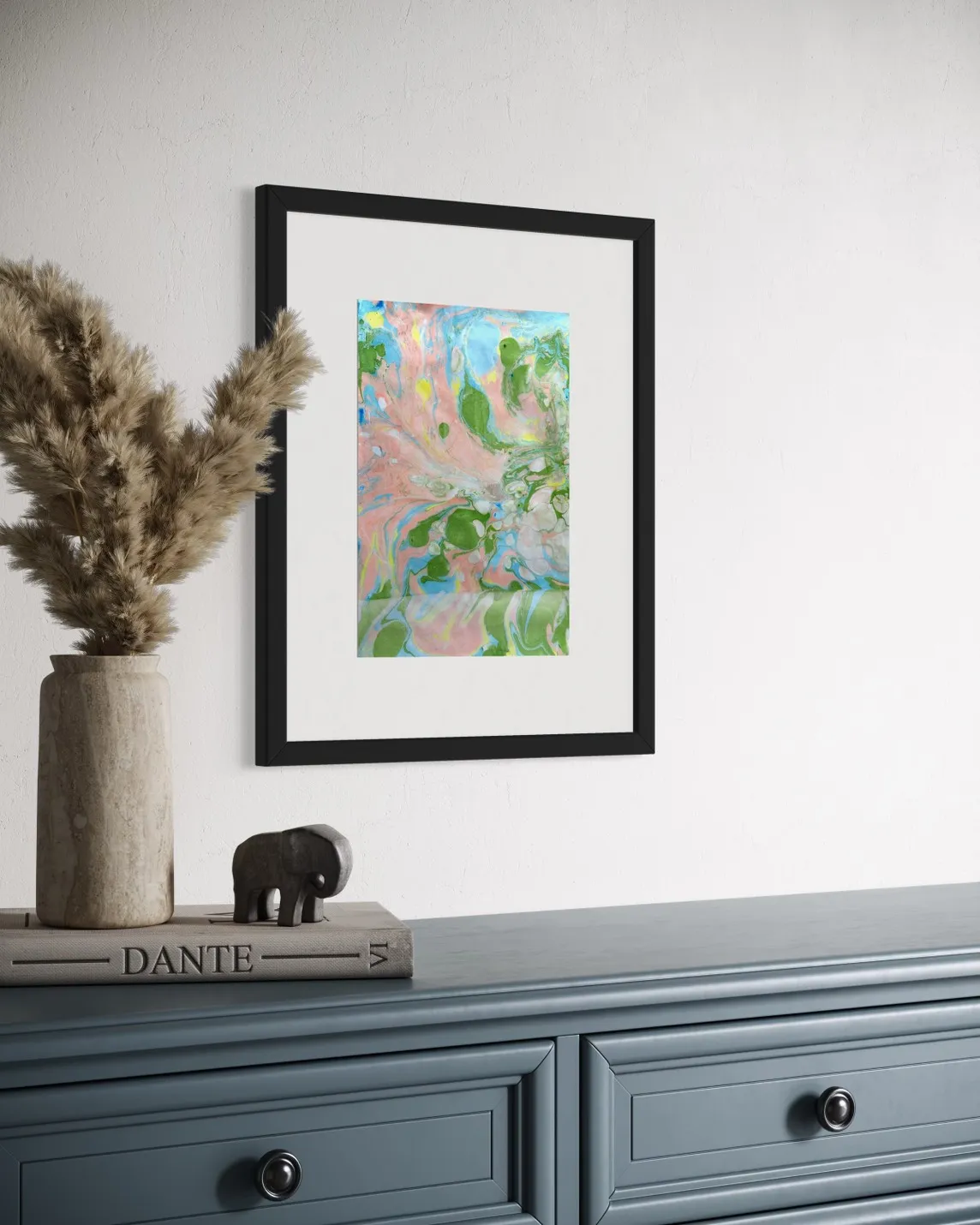 現代抽象藝術畫《流動的界線感》｜夢幻色彩 × 空間焦點畫作