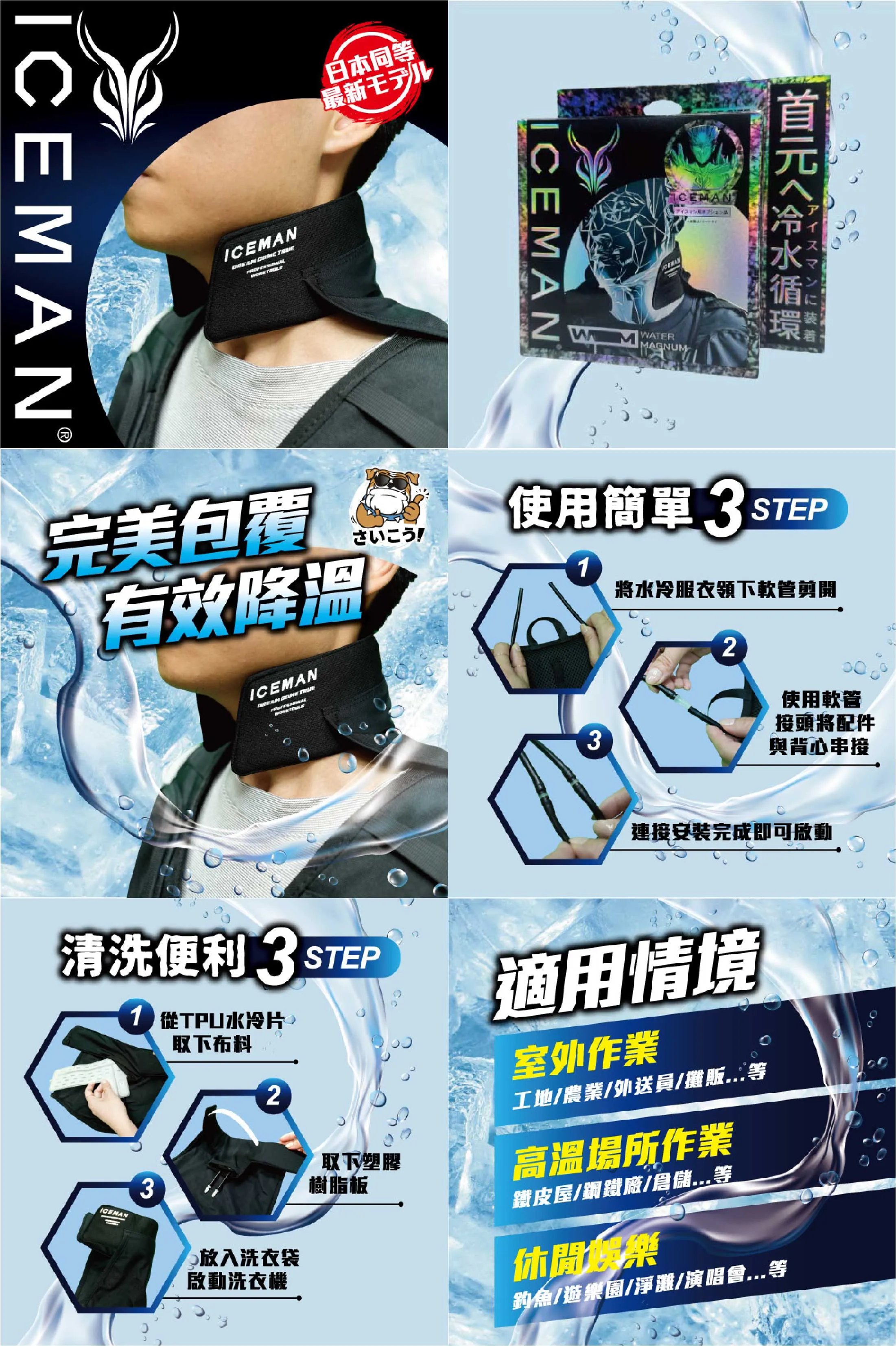 酷浪水冷服 最新款 送冰鋒帽/冰鋒脖 送行動電源大全配 冰涼服/空調服/降溫神器