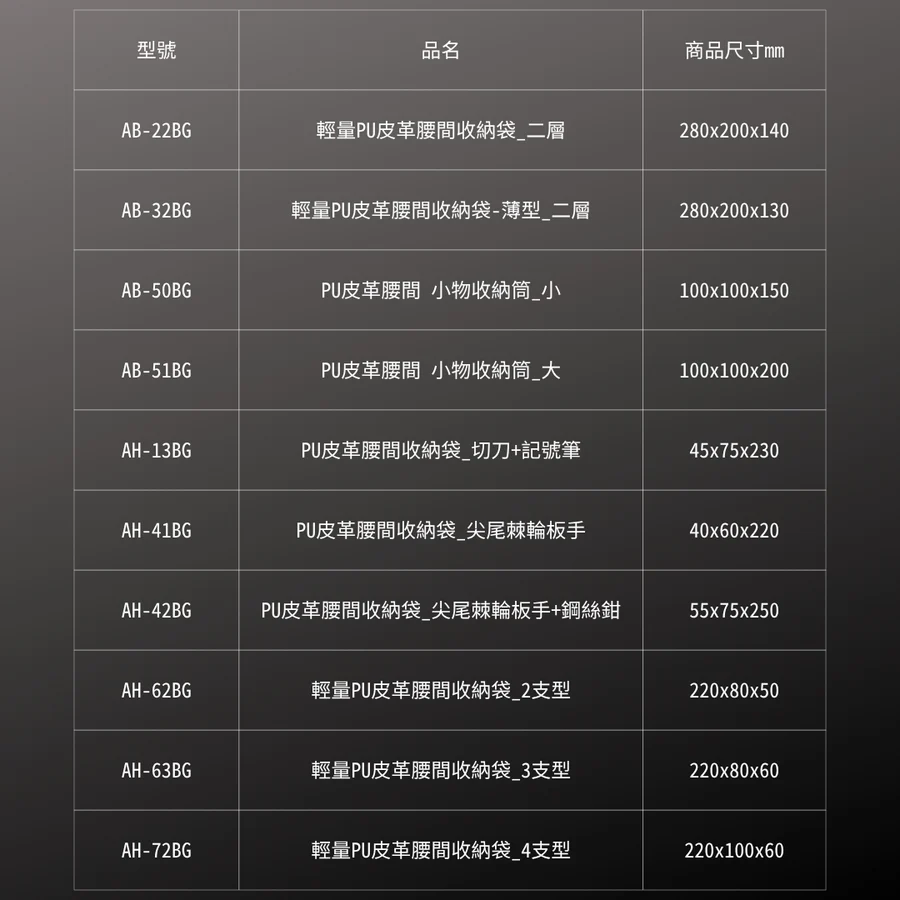 KUROKIN_輕量PU皮革腰間收納袋_4支型 黑金系列