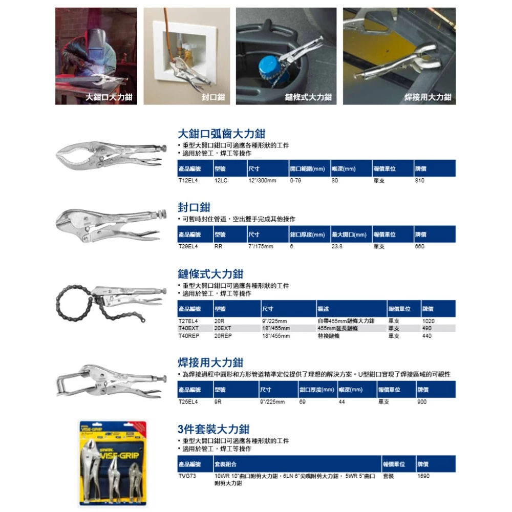 美國握手牌 IRWIN IW-9R-T25EL VISE-GRIP 9R專業電焊夾鉗/電銲萬能鉗