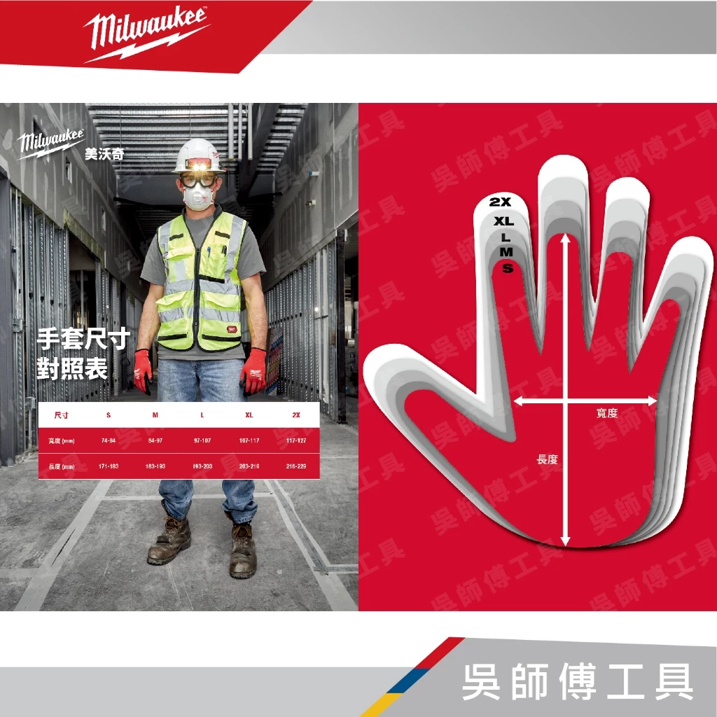 美沃奇 Milwaukee 48-22-8951/8952/8953 5級防割手套