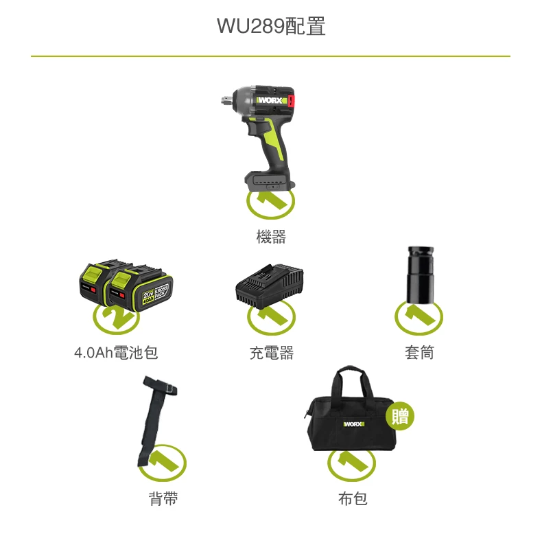威克士WORX WU289 20V無刷扳手機500Nm