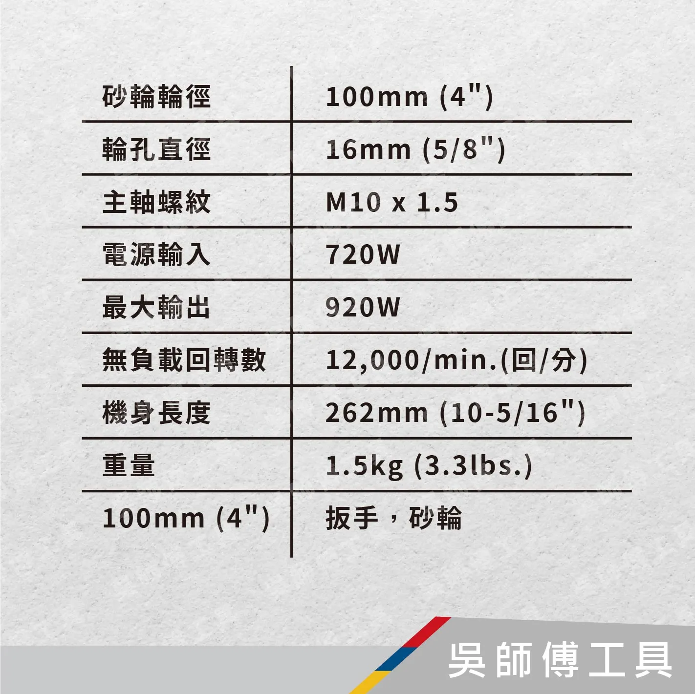 日本 HIKOKI G10ST 4吋平面砂輪機(前HITACHI)
