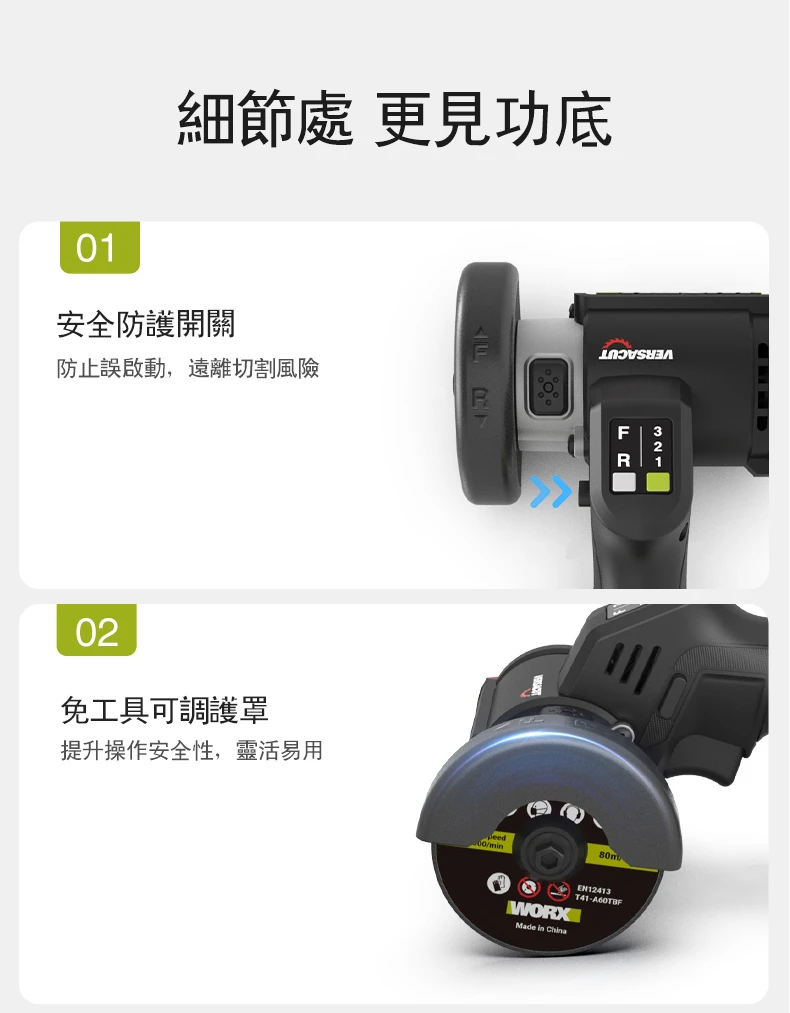 威克士WORX WU802 20V 無刷3”砂輪機(主機)