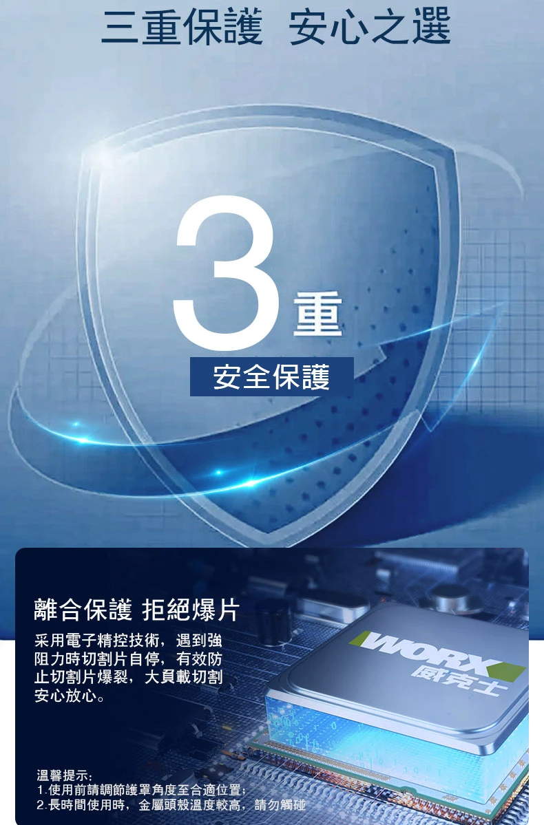 威克士WORX WU806 18V 4”砂輪機