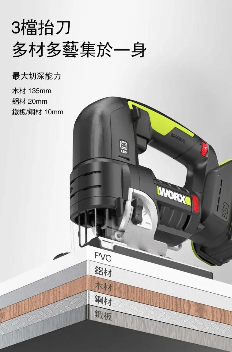威克士WORX WU550 (綠)20V多功能線鋸機(主機)