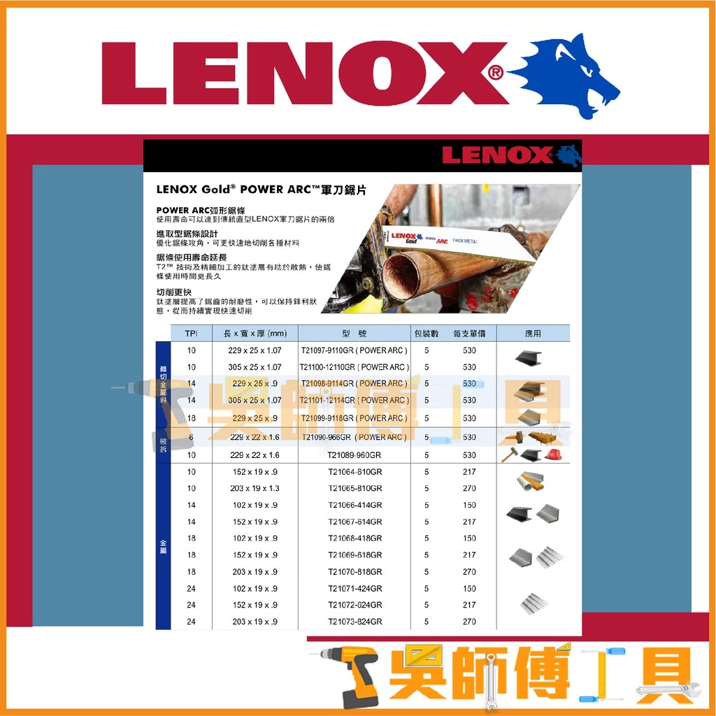 狼牌 LENOX 818R 12吋 18T 305mm雙金屬軍刀鋸片(單支)