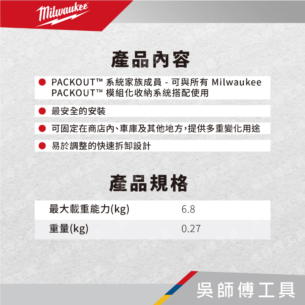 美沃奇 Milwaukee 48-22-8340 配套鉗子手工具收納架