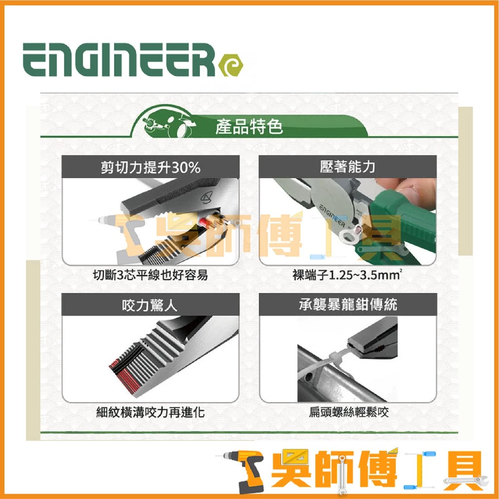 日本 ENGINEER PZ-78 電工專用鋼絲鉗/暴龍鉗/生鏽滑牙螺絲剋星