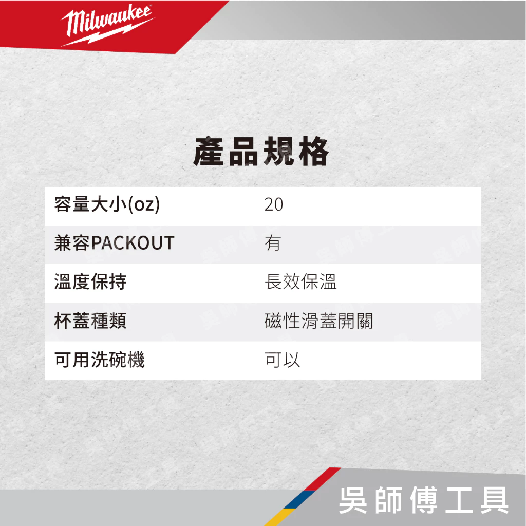 美沃奇 Milwaukee 48-22-8392R 配套保冷熱冰霸杯 20OZ(約591cc) 保溫杯