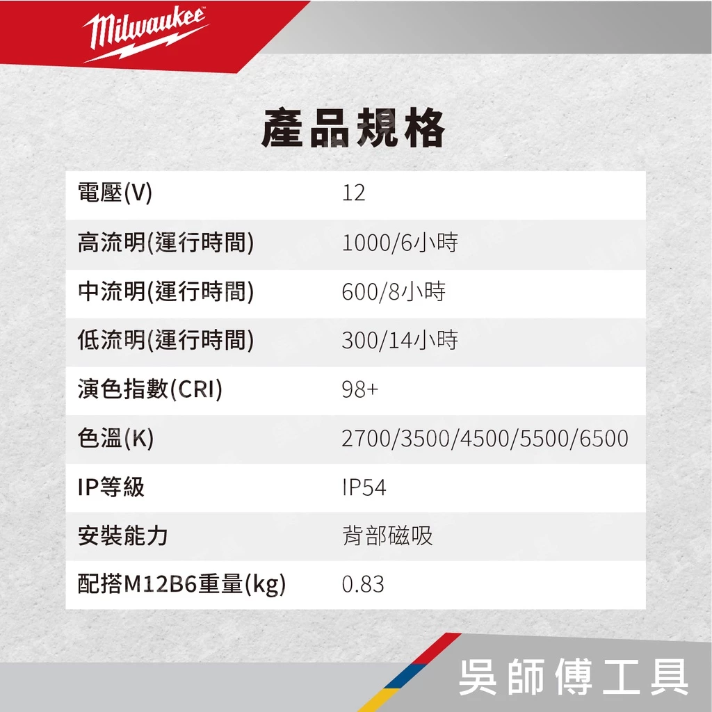 美沃奇 Milwaukee M12 CML 12V塗裝對色燈(單機)