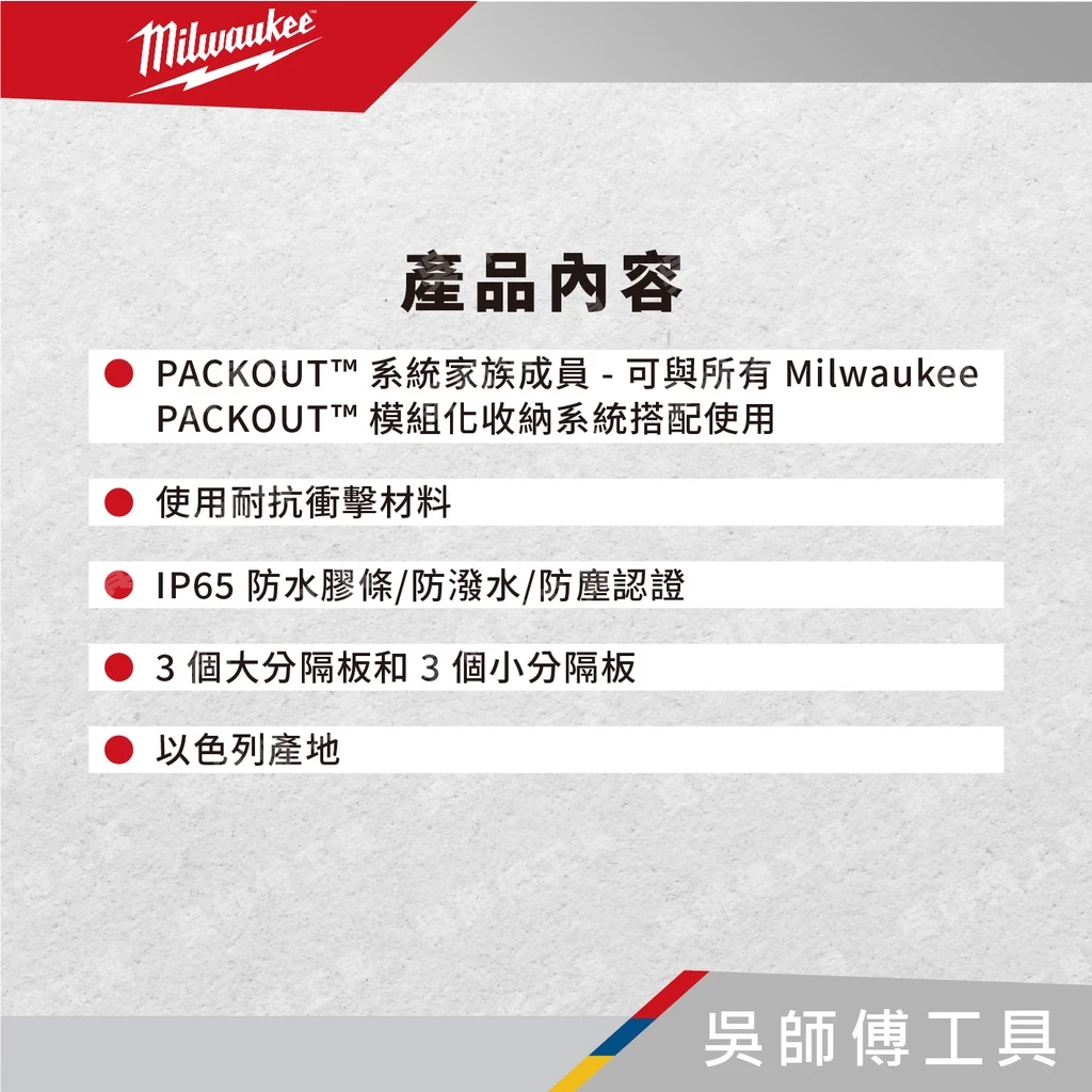 美沃奇 Milwaukee 48-22-8432 配套智能透明收納箱(高)螺絲收納箱 (以色列製)