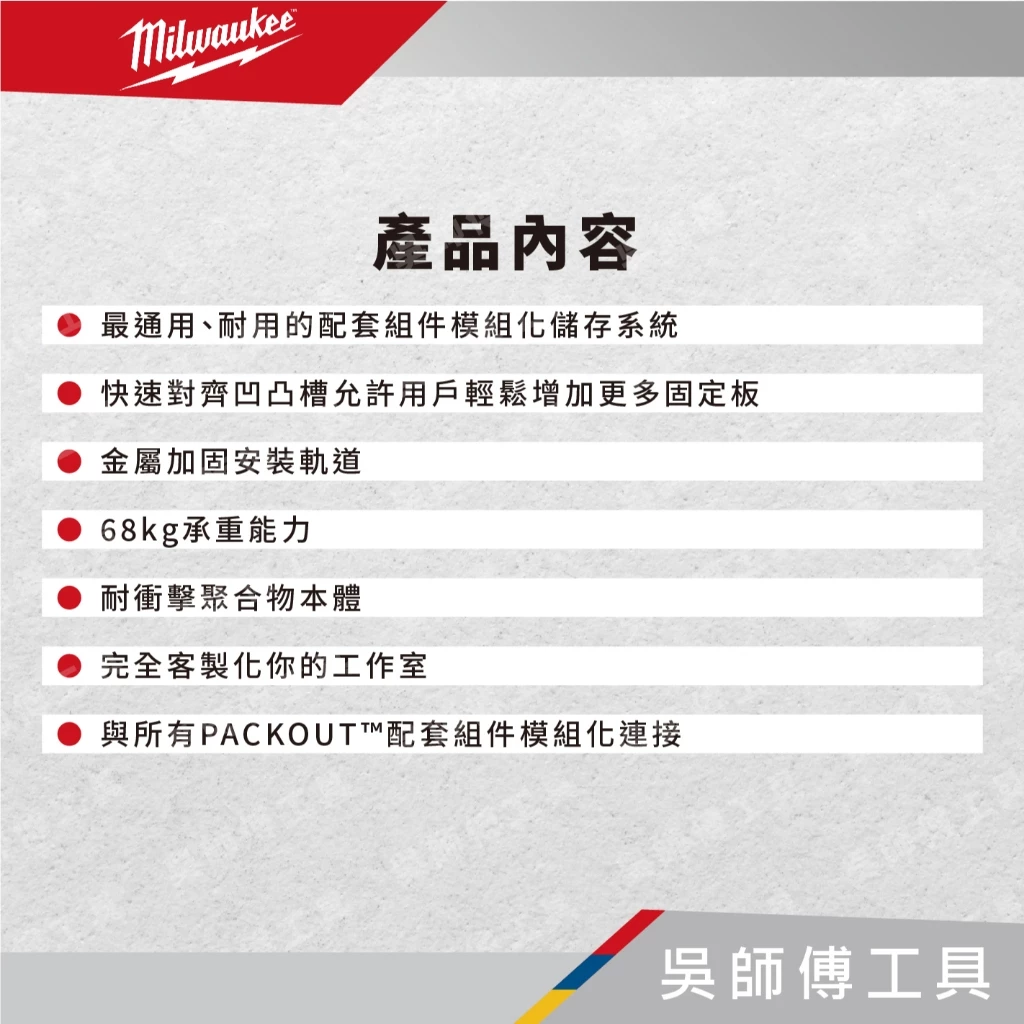 美沃奇 Milwaukee 48-22-8497 PACKOUT™ 配套固定板(大)