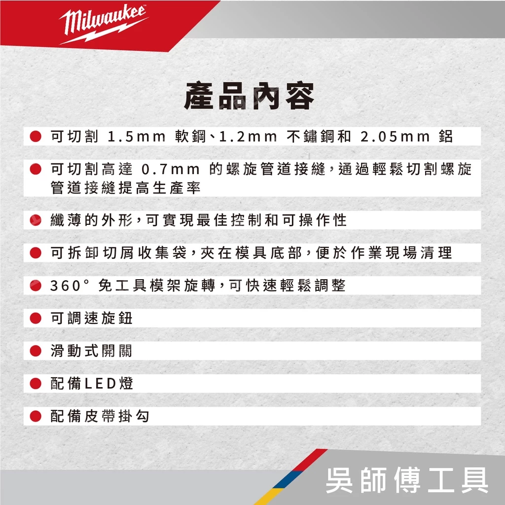 美沃奇 Milwaukee M12 FNB16 12V無刷浪板切割機(單機)(附箱)
