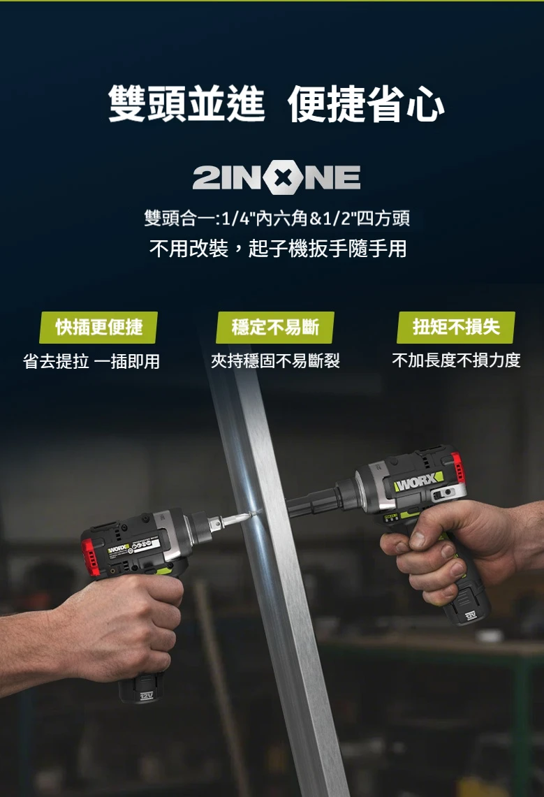 威克士WORX WU132T 12V衝擊兩用起子扳手機