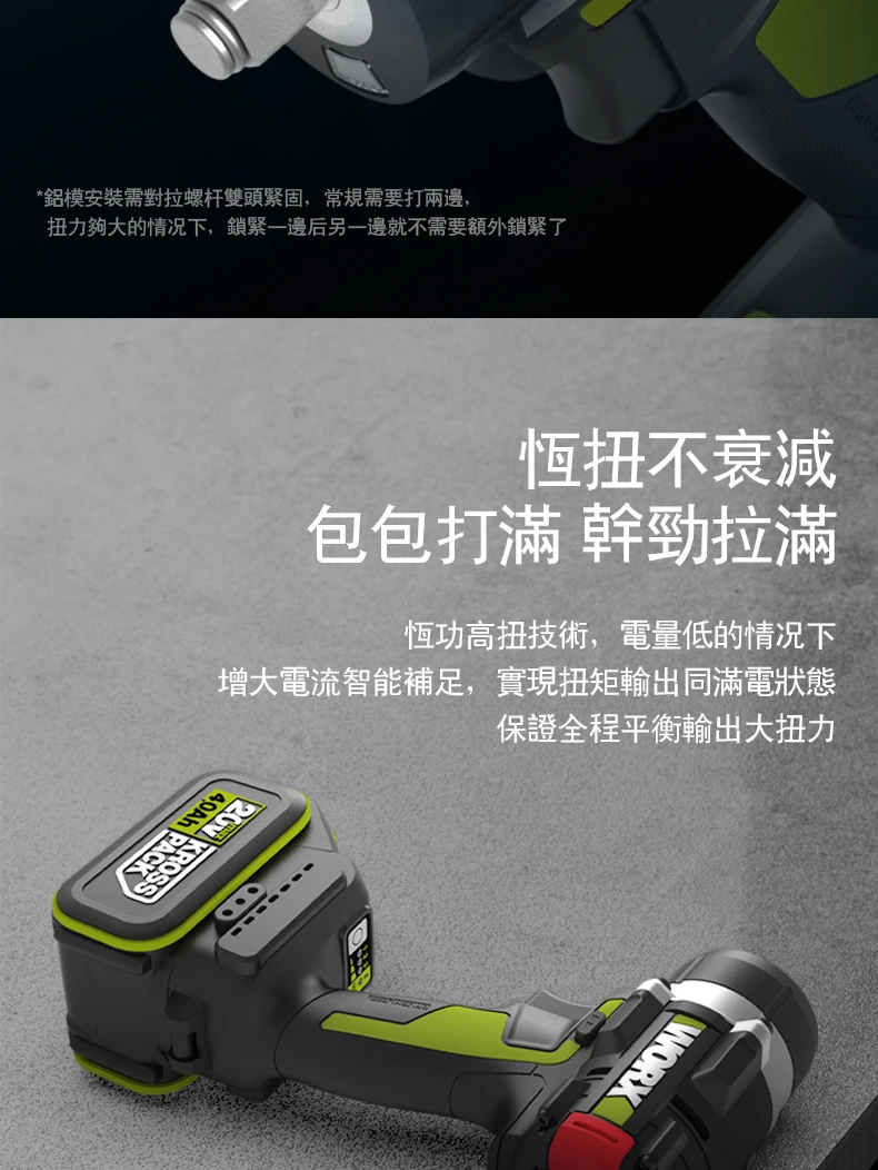 威克士WORX WU270 20V無刷中扭扳手機700Nm