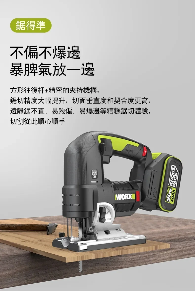 威克士WORX WU550 (綠)20V多功能線鋸機(主機)
