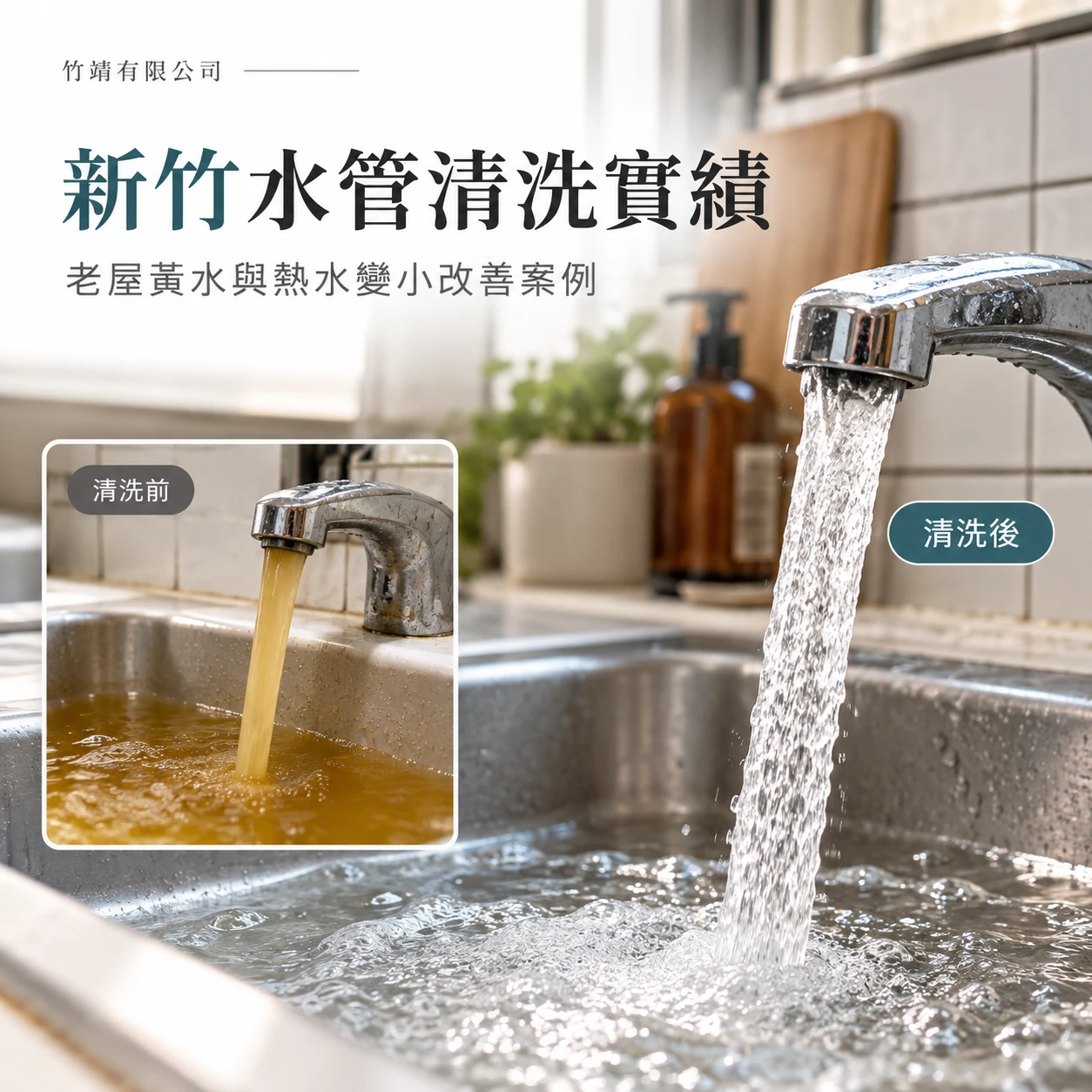 新竹水管清洗實績｜老屋黃水與熱水變小改善案例