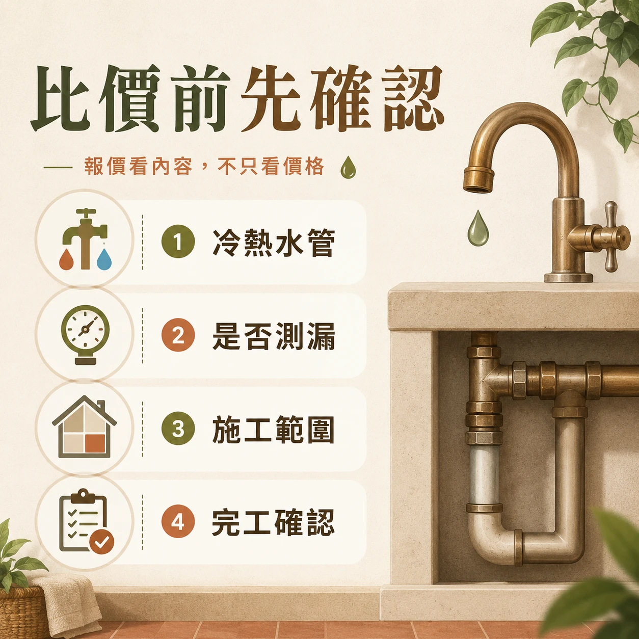 桃園水管清洗報價檢查重點，確認冷熱水管、測漏、出水口與完工確認是否包含