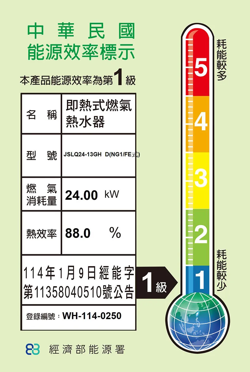 一級能效 節能燃氣熱水器GHD-16L