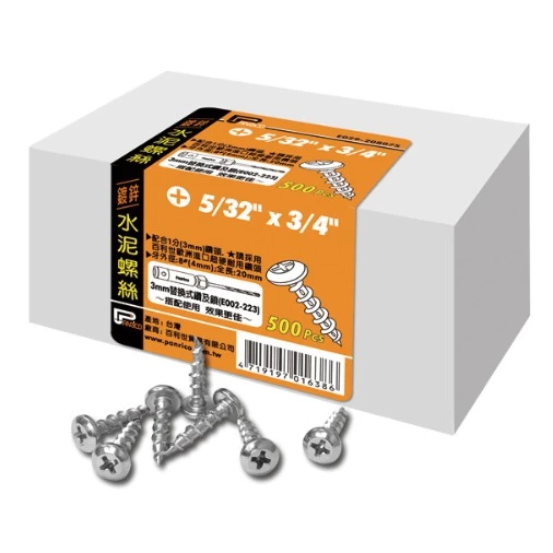 百利世 Panrico 鍍鋅水泥螺絲 水泥粗牙螺絲 高張力水泥螺絲 E029-208075