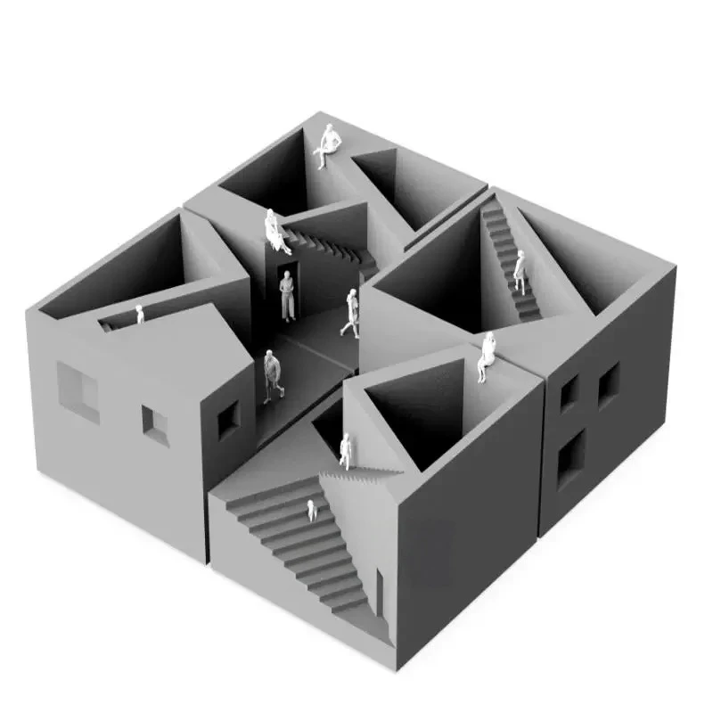 ins風清水模微型建築創意桌上擺件